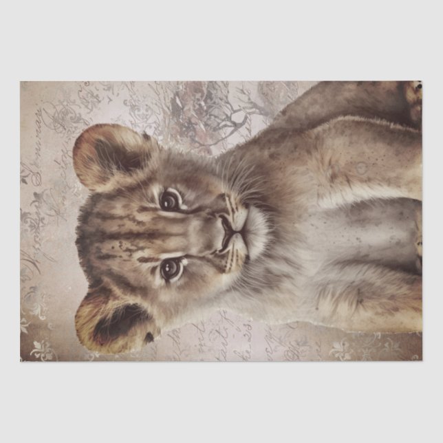 De Seda Papel Tecido Cubo Lion Cub (Frente )