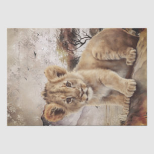 De Seda Papel Tecido Cubo Lion Cub