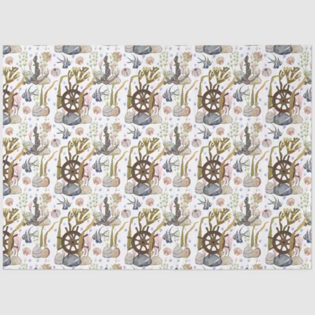 De Seda Papel Tecido da Série Vida Marinha Design 11 (Frente )