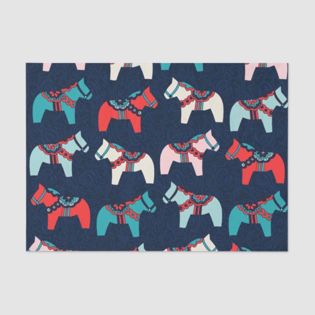 De Seda Papel Tecido Dala Horses (Frente )