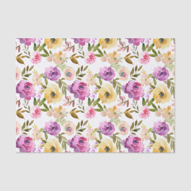 De Seda Papel Tecido Decoupage Aquarela Floral Primavera (Frente )