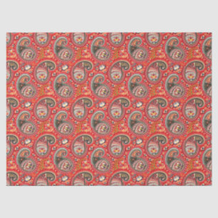 De Seda Papel Tecido Decoupage - Paisley Abstrato Vermelho