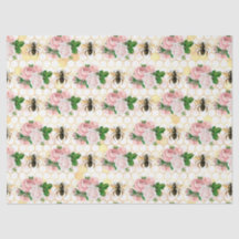 Papel Tecido Design Série Abelha Rosa e Dourada 17