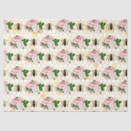 De Seda Papel Tecido Design Série Abelha Rosa e Dourada 17