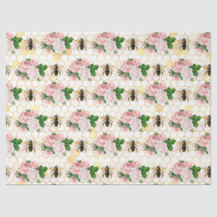 De Seda Papel Tecido Design Série Abelha Rosa e Dourada 17