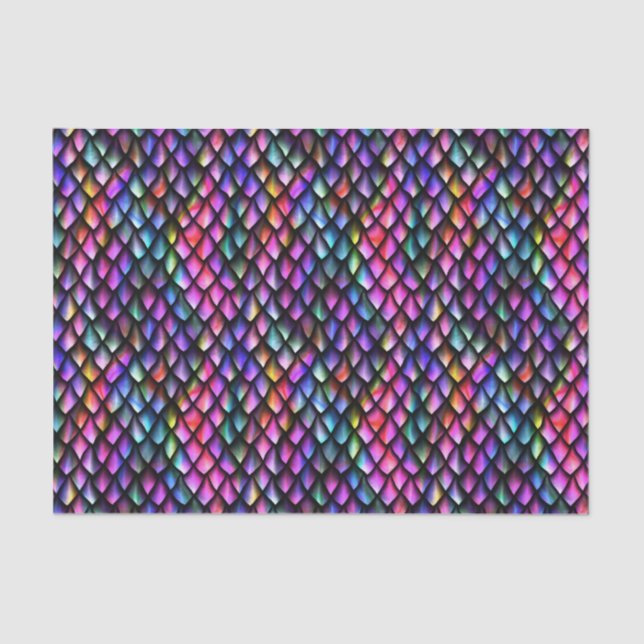 De Seda Papel Tecido do Arco-Íris Dragão Escala (Frente )