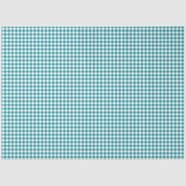 De Seda Papel Tecido do Padrão Teal & White Gingham (Frente )