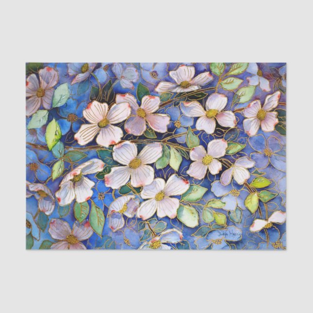 De Seda Papel Tecido Dogwood III (Frente )