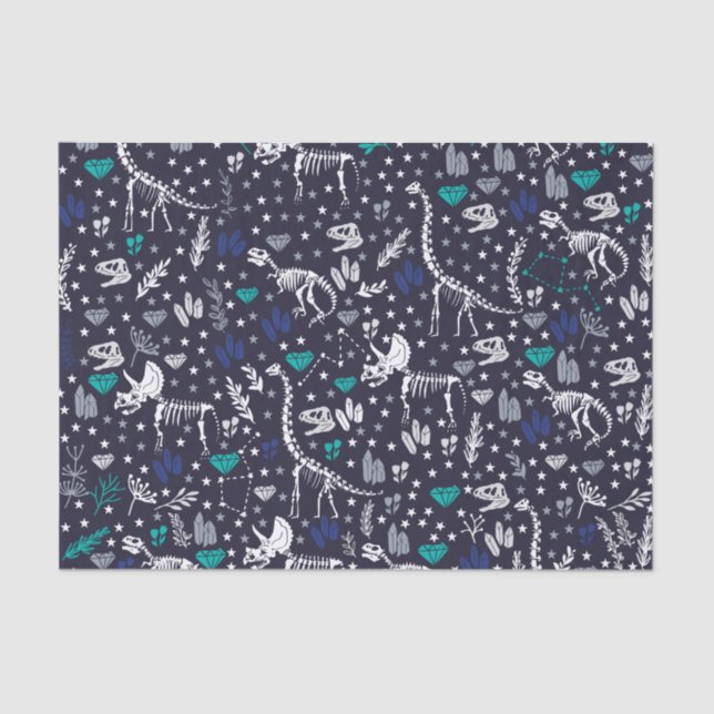 De Seda Papel Tecido dos Esqueletos do Dinossauro (Frente )