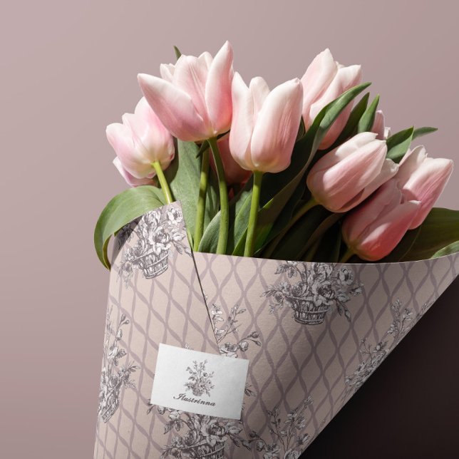 De Seda Papel Tecido em Cesta Floral Rosa (Criador carregado)