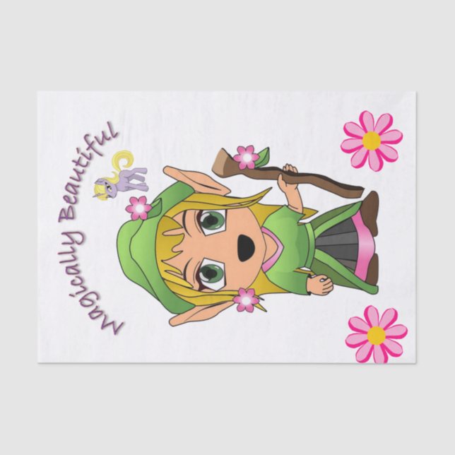 De Seda Papel Tecido Fada Pony Magia (Frente )