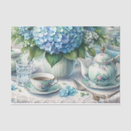 De Seda Papel Tecido Floral Azul Empoeirado Vintage para C