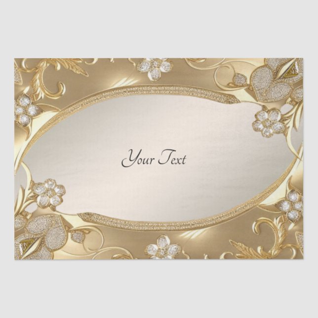 De Seda Papel Tecido Floral Dourado Ornamentado (Frente )