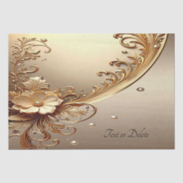 De Seda Papel Tecido Floral Ornamentado Dourado