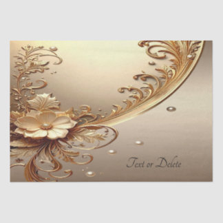 De Seda Papel Tecido Floral Ornamentado Dourado