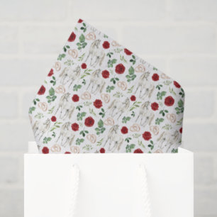 De Seda Papel Tecido Floral Rústico Equestre Vermelho