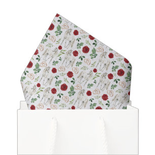 De Seda Papel Tecido Floral Rústico Equestre Vermelho