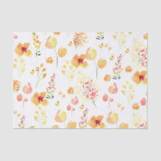 De Seda Papel Tecido - Flores aquarelas brilhantes