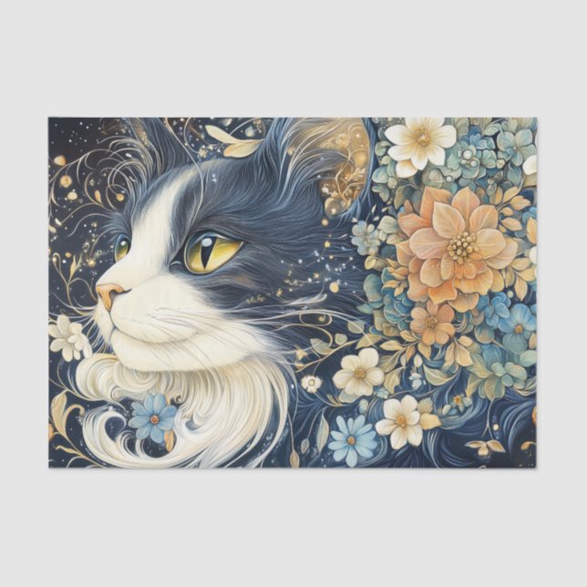 De Seda Papel Tecido Gato (Frente )