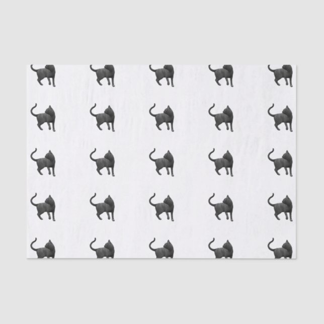 De Seda Papel Tecido Gato Preto (Frente )