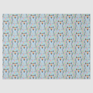 De Seda Papel Tecido Gato Rabisca Azul