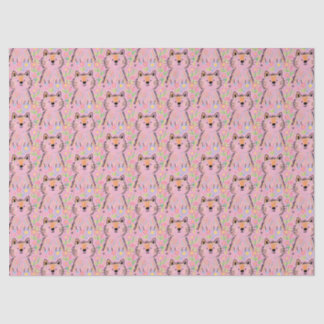 De Seda Papel Tecido Gato Rabisca Rosa