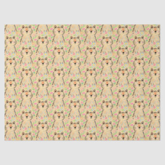 De Seda Papel Tecido Gato Rabisco Amarelo Creme Macio