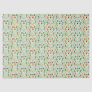 De Seda Papel Tecido Gato Rabisco Verde