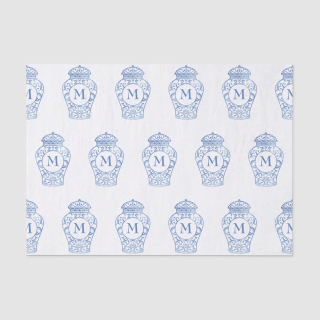 De Seda Papel Tecido Gengibre Monograma (Frente )