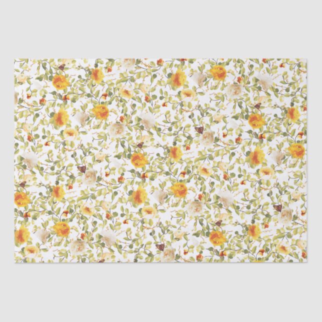 De Seda Papel Tecido Inspirado em Rosas Laranja Vitoriano (Frente )