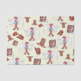 De Seda Papel Tecido Jovem Vaqueiro e Cavalo