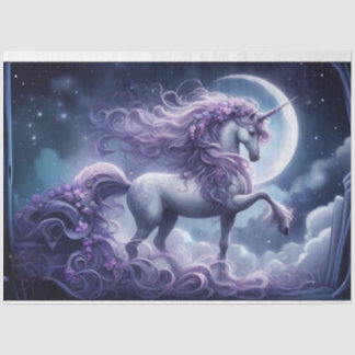 De Seda Papel Tecido Luna Unicorn