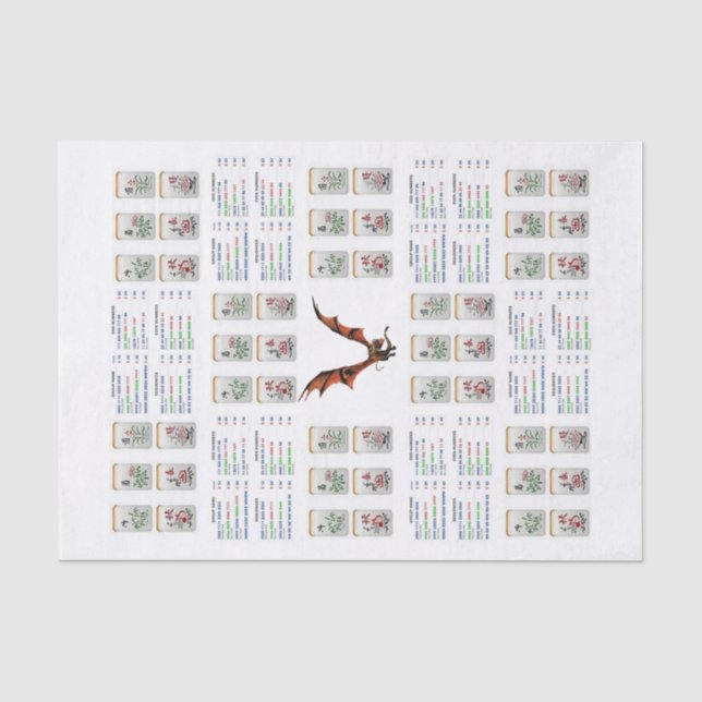 De Seda Papel Tecido Mahjong Dragon (Frente )