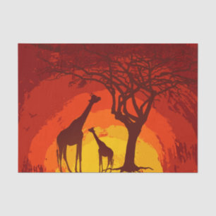 De Seda Papel Tecido Moldando Safari Giraffe Sun