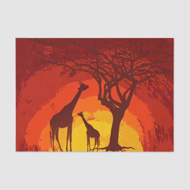 De Seda Papel Tecido Moldando Safari Giraffe Sun (Frente )