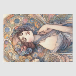 De Seda Papel Tecido Mulheres Art Nouveau Para Artes E Ofí