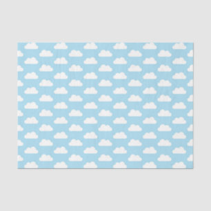 De Seda Papel Tecido na Nuvem Branca e Azul Bebê