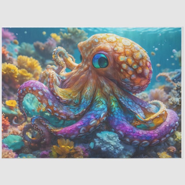 De Seda Papel Tecido Octopus (Frente )
