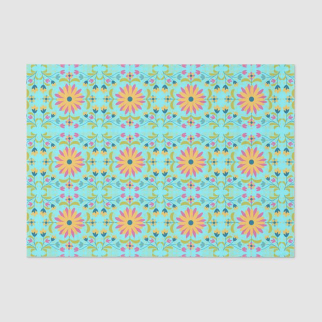 De Seda Papel Tecido Otomi Floral, 10 lb. Papel (Frente )