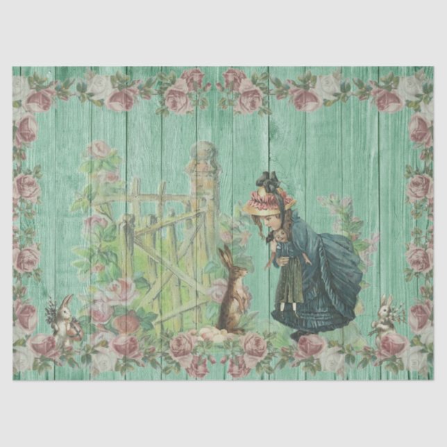 De Seda Papel Tecido para Desligar a Páscoa em Bunny (Frente )