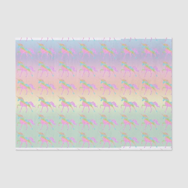De Seda Papel Tecido Pastel Rainbow Unicorn (Frente )