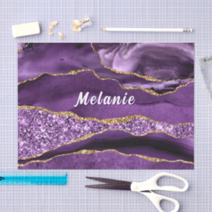 De Seda Papel Tecido Personalizado com Brilho Dourado Roxo