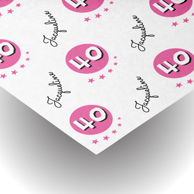 De Seda Papel Tecido Personalizado Rosa para 40º Aniversár (Depiction of tissue paper)