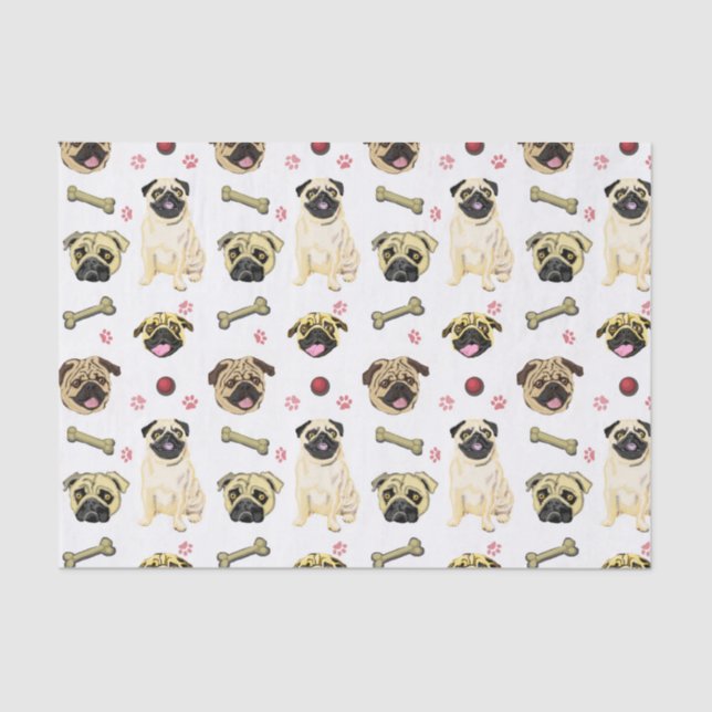 De Seda Papel Tecido Pug Art (Frente )