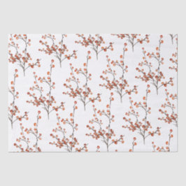 De Seda Papel Tecido Red Ilex Berry Branch