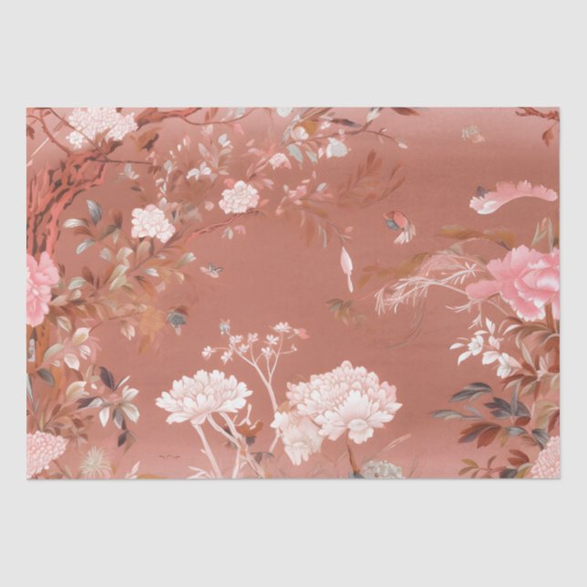 De Seda Papel Tecido Rosa Chinoiserie Chinoiserie (Frente )