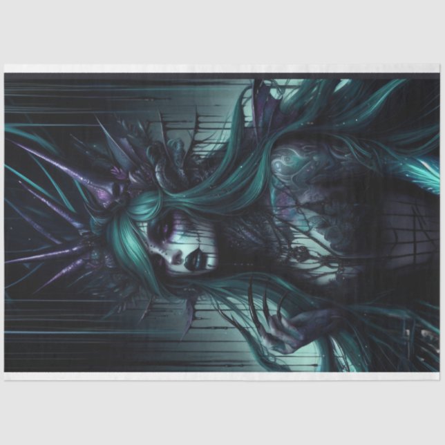 De Seda Papel Tecido Sereia Escuro (Frente )