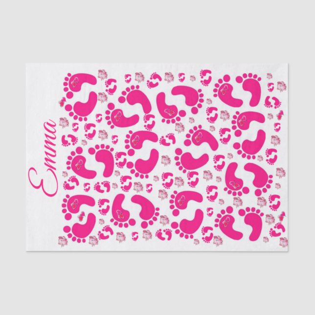 De Seda Papel Tecido Stripe Pés Bebês Elefantes (Frente )