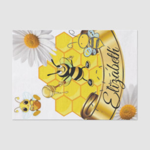 De Seda Papel Tecido Stripes Bumblebee White Daisy