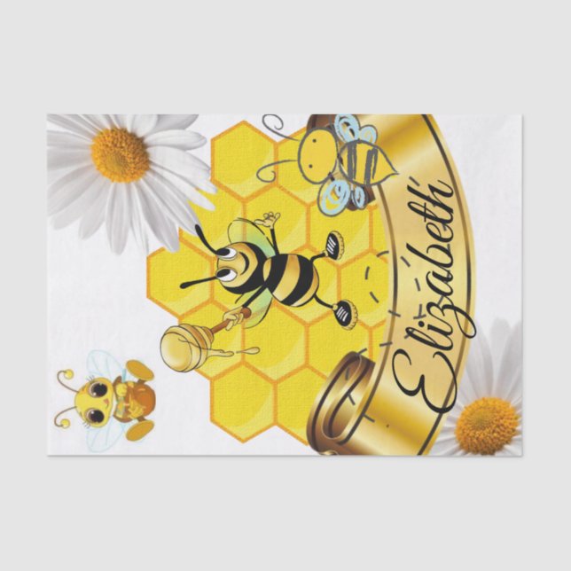 De Seda Papel Tecido Stripes Bumblebee White Daisy (Frente )
